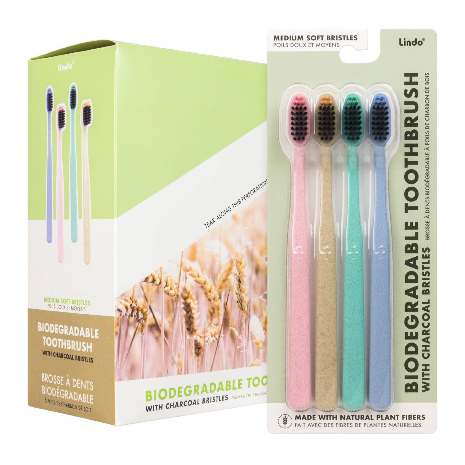 Lindo Biodegradable Toothbrush - 4pcs/pk