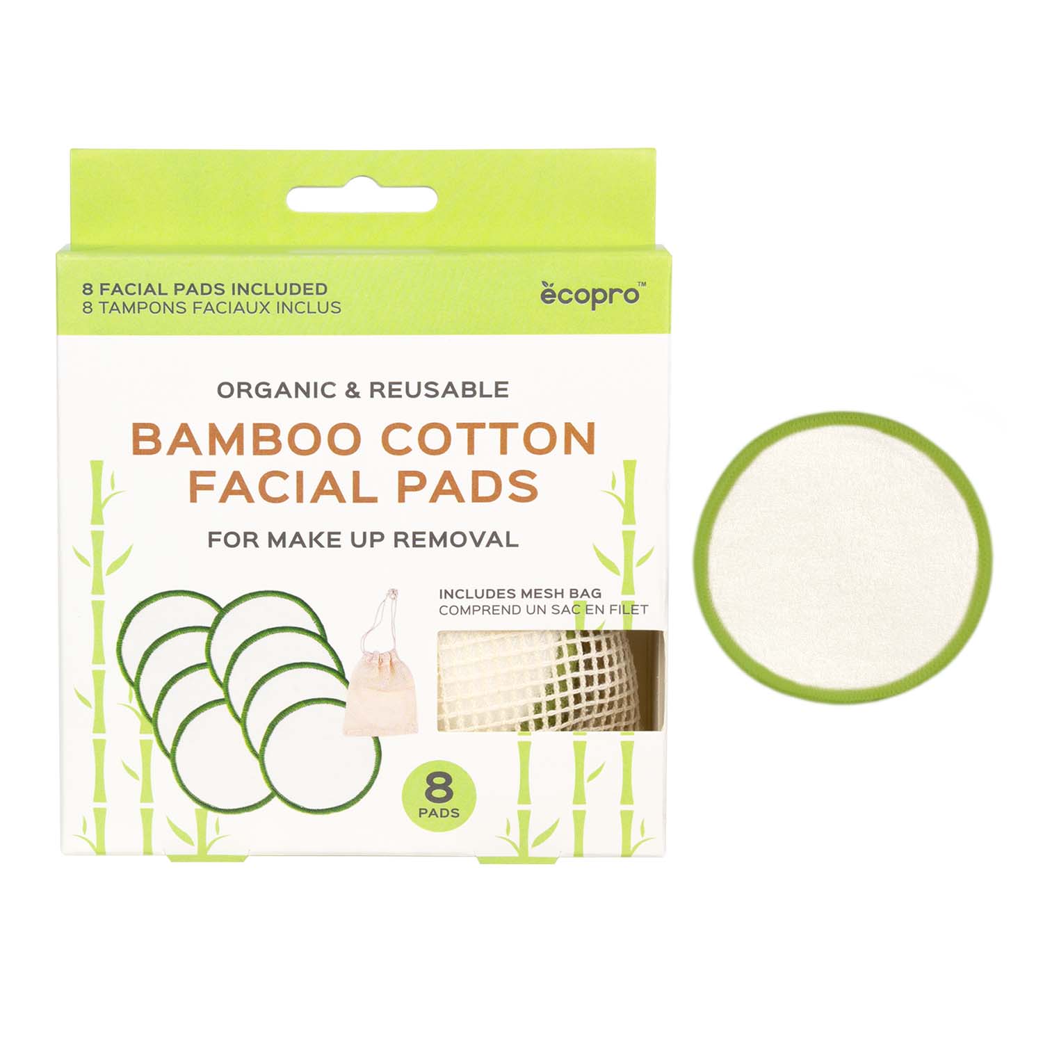 Ecopro Bamboo Cotton Facial Pad (Organic & Reusable) 8pcs/pk