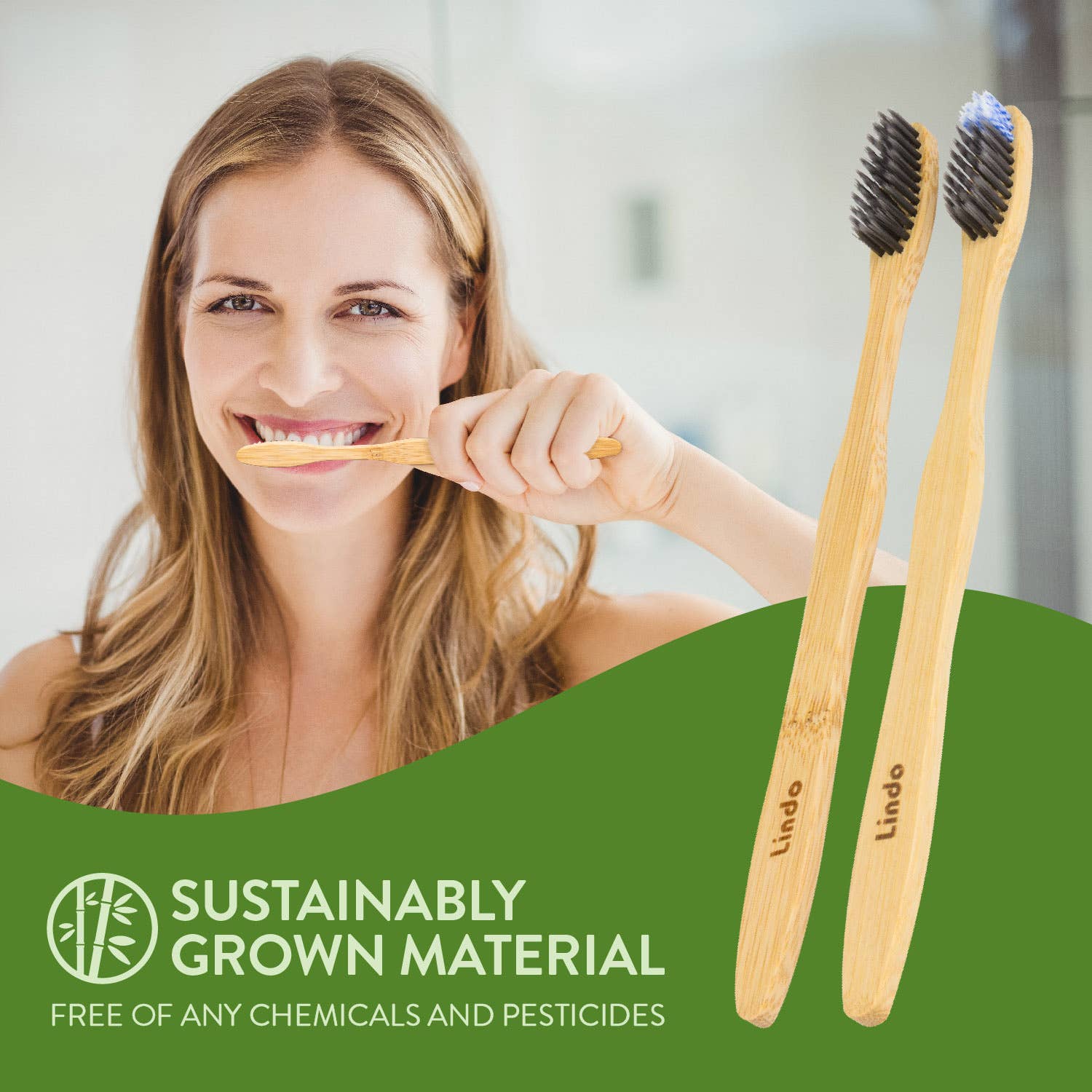 Lindo EcoGrip Bamboo Toothbrush - 2pcs/pk